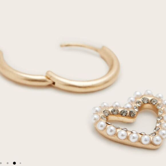 All-Saints Vida Heart Bead Embellished Hoop Earrings - Picture 3 of 10